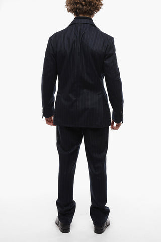 Pinstriped Virgin Wool Suit with Patch Pockets