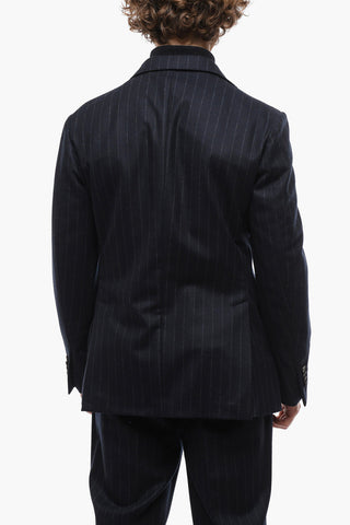 Pinstriped Virgin Wool Suit with Patch Pockets
