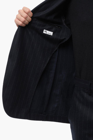 Pinstriped Virgin Wool Suit with Patch Pockets