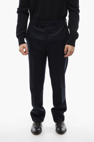 Pinstriped Virgin Wool Suit with Patch Pockets
