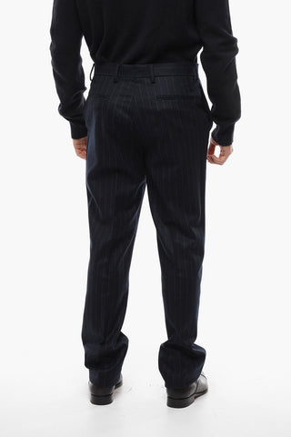 Pinstriped Virgin Wool Suit with Patch Pockets
