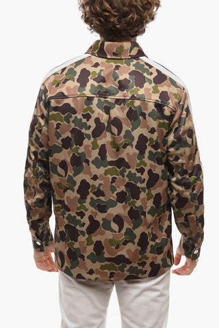 Contrasting Side Bands Camouflage Track Shirt with Logo