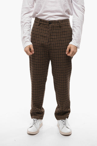 2-2 Pantaloni in Lana Bouclè a Vita Regolare