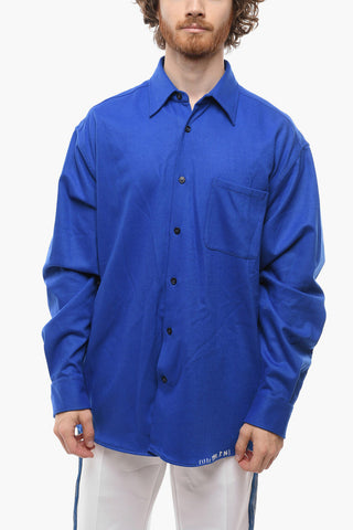 Breast-pocket Woll Blend Shirt