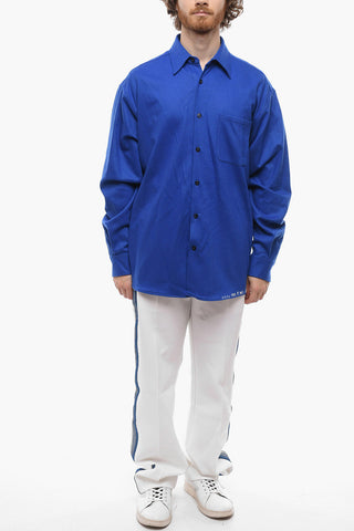 Breast-pocket Woll Blend Shirt