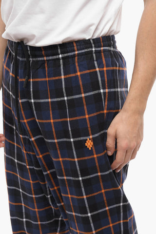 Cotton Flannel Plaid Check Sweatpants with Cuffs