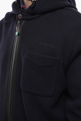 2-2 Virgin Wool Blend Jacket with Hood and Breast Pocket