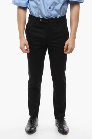 Wool-blend Skinny Trousers with Front Pleat