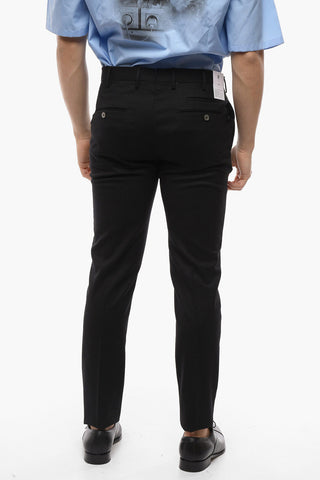 Wool-blend Skinny Trousers with Front Pleat