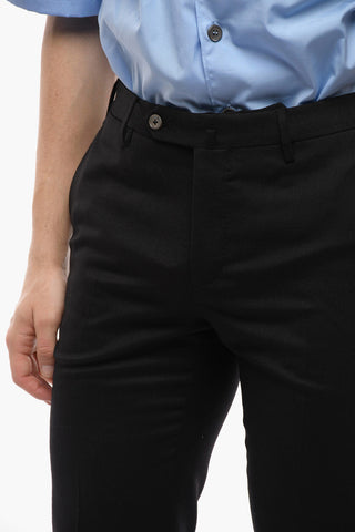Wool-blend Skinny Trousers with Front Pleat