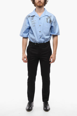 Wool-blend Skinny Trousers with Front Pleat
