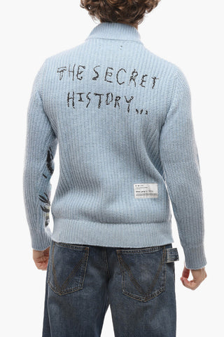 Embroidered Pullover with Moch Neck