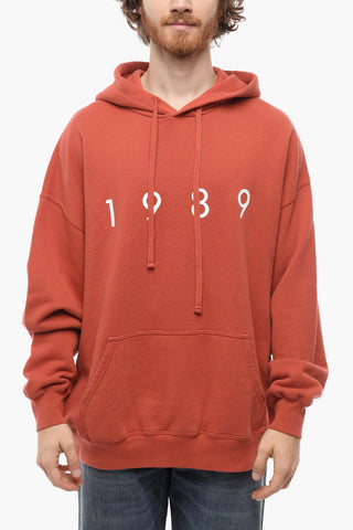 Felpa Hoodie in Cotone Garzato con Logo Stampato