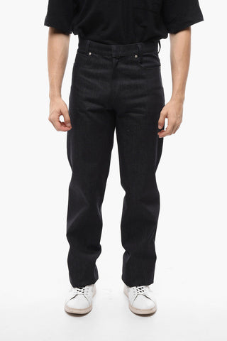 Asymmetrical Stitching 5 Pockets Jeans Regular Fit 23cm