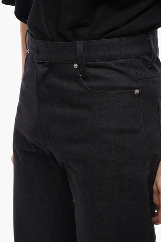 Asymmetrical Stitching 5 Pockets Jeans Regular Fit 23cm