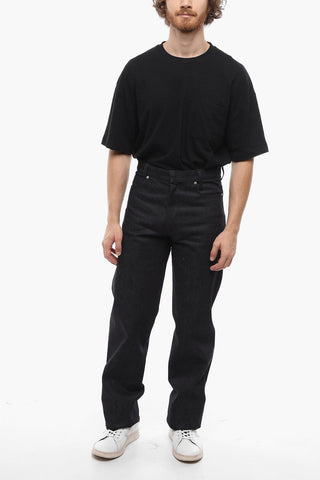 Asymmetrical Stitching 5 Pockets Jeans Regular Fit 23cm