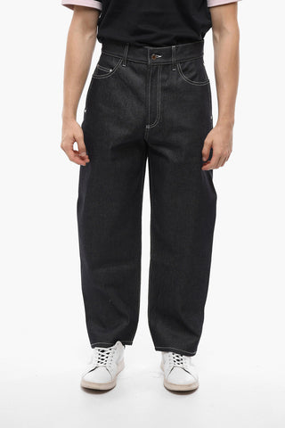 Solid Color Regular Fit Jeans with Visible Stitching 21cm