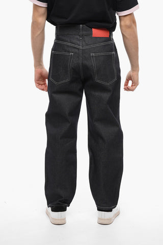 Solid Color Regular Fit Jeans with Visible Stitching 21cm