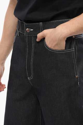 Solid Color Regular Fit Jeans with Visible Stitching 21cm