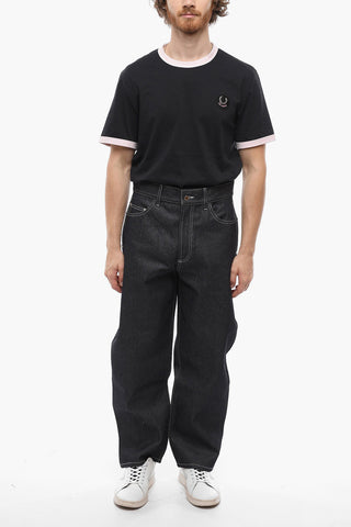 Solid Color Regular Fit Jeans with Visible Stitching 21cm