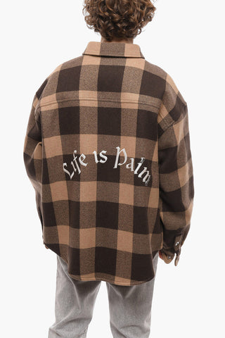 LIFE IS PALM Camicia a Quadri con Dettagli Lurex e Tasche Utility