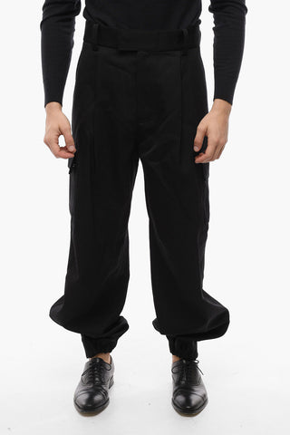 Pantaloni Cargo in Lana con Elastico alla Caviglia