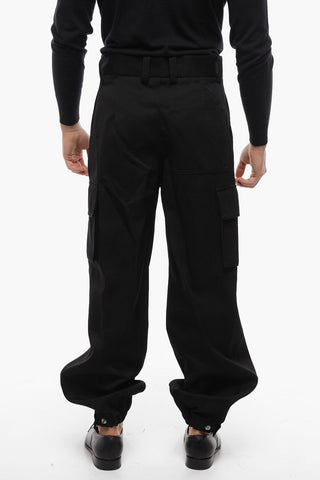 Pantaloni Cargo in Lana con Elastico alla Caviglia