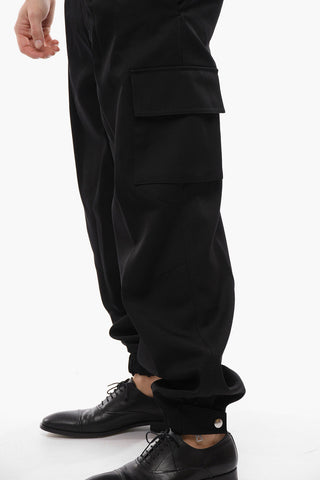 Wool Cargo Pants with Elastic Cuffs