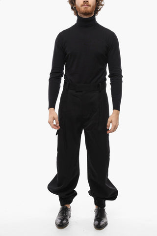 Pantaloni Cargo in Lana con Elastico alla Caviglia