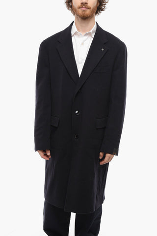 Unlined Single-Breasted Coat with Flap Pockets