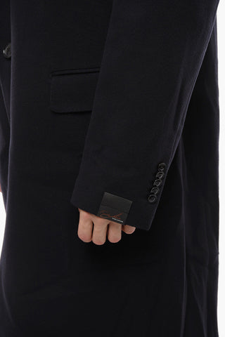 Unlined Single-Breasted Coat with Flap Pockets