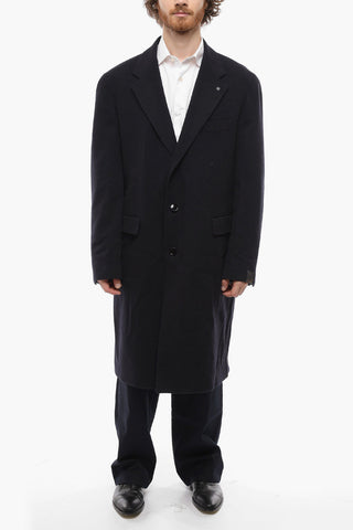 Unlined Single-Breasted Coat with Flap Pockets
