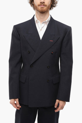 Flap Pockets Double-breasted Blazer