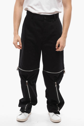 Cotton Wide Leg Modular Pants with Zipped Details