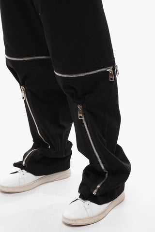 Cotton Wide Leg Modular Pants with Zipped Details