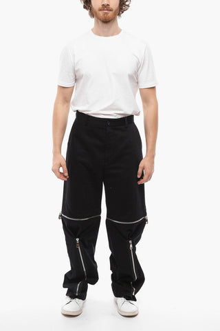 Cotton Wide Leg Modular Pants with Zipped Details