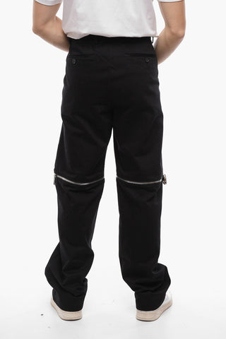Cotton Wide Leg Modular Pants with Zipped Details