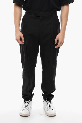 Tailored Wool Pants with Knitted Cuffs