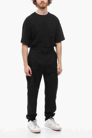 Tailored Wool Pants with Knitted Cuffs