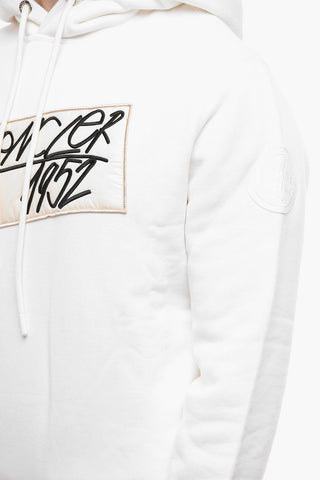 MONCLER 1952 Fleece Cotton Logoed Hoodie Sweatshirt with Welt Pockets