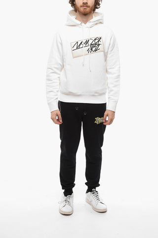 MONCLER 1952 Fleece Cotton Logoed Hoodie Sweatshirt with Welt Pockets