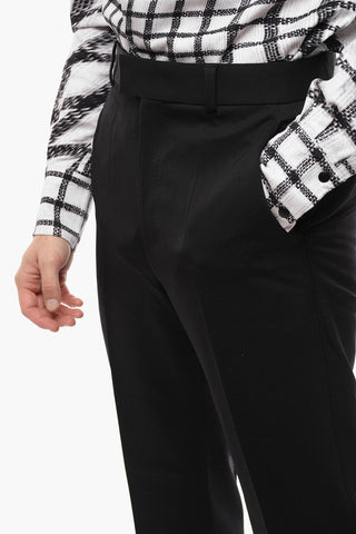 Pantaloni 4 Tasche in Lana con Chiusura Nascosta