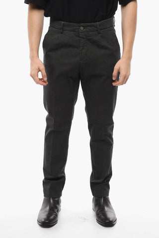 Pantaloni Chino in Cotone Stretch con Motivo Herringbone