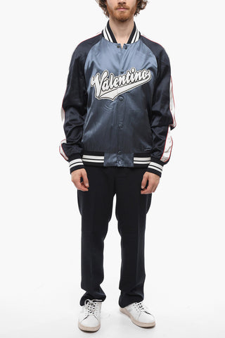 Terry Patch Logo Satin Bomber Jacket