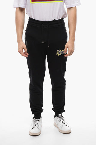 Embroidered Logo Zip Pockets Cotton Joggers