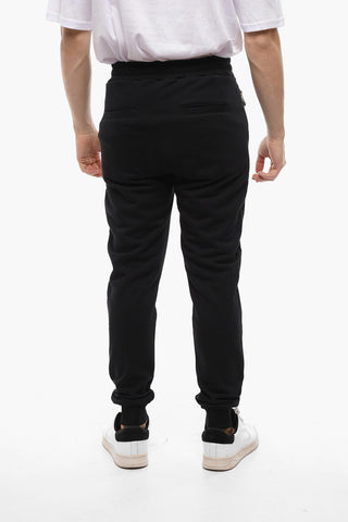 Embroidered Logo Zip Pockets Cotton Joggers