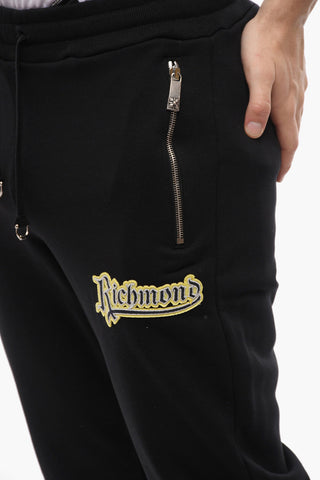 Embroidered Logo Zip Pockets Cotton Joggers