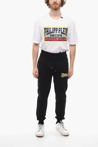 Embroidered Logo Zip Pockets Cotton Joggers