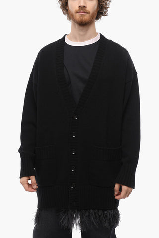 PINK PP Cashmere Blend Cardigan with Ostrich Feathers Bottom