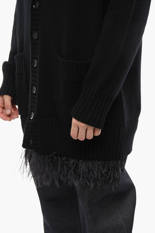 PINK PP Cashmere Blend Cardigan with Ostrich Feathers Bottom